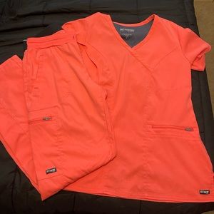 Hot Coral Pink Stretch Greys Anatomy Scrubs